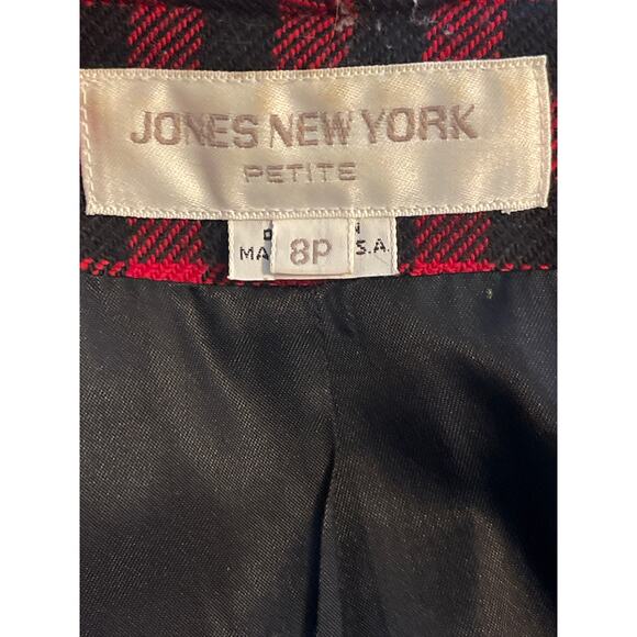 Jones New York Vintage 90's Houndstooth Blazer Red Black Single Button Petite 8 - Picture 6 of 6